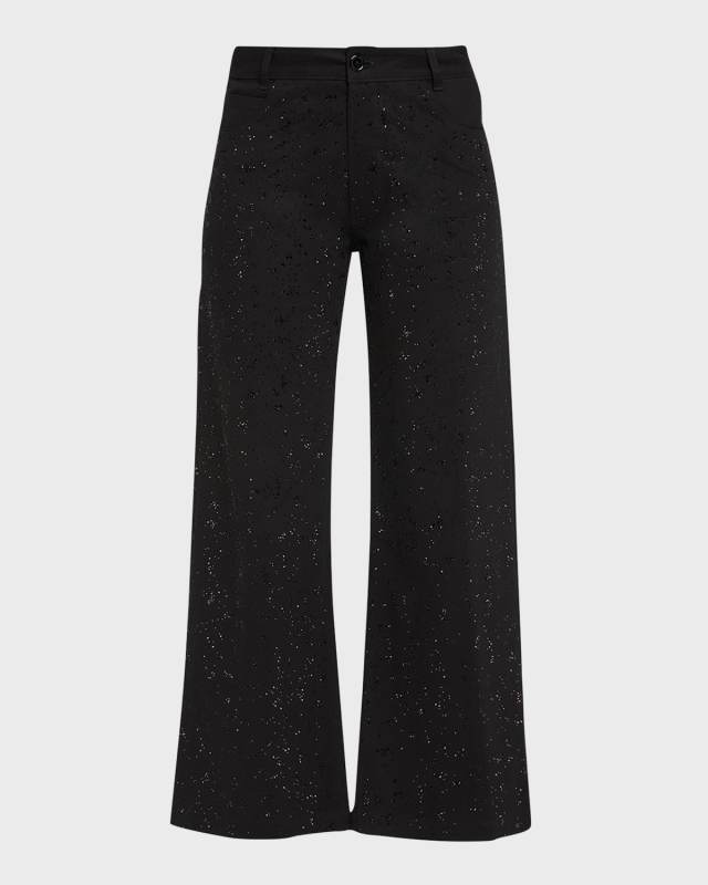 Heavy Stardust Embellished Cropped Wide-Leg Pants